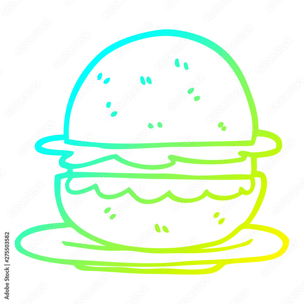 cold gradient line drawing cartoon burger