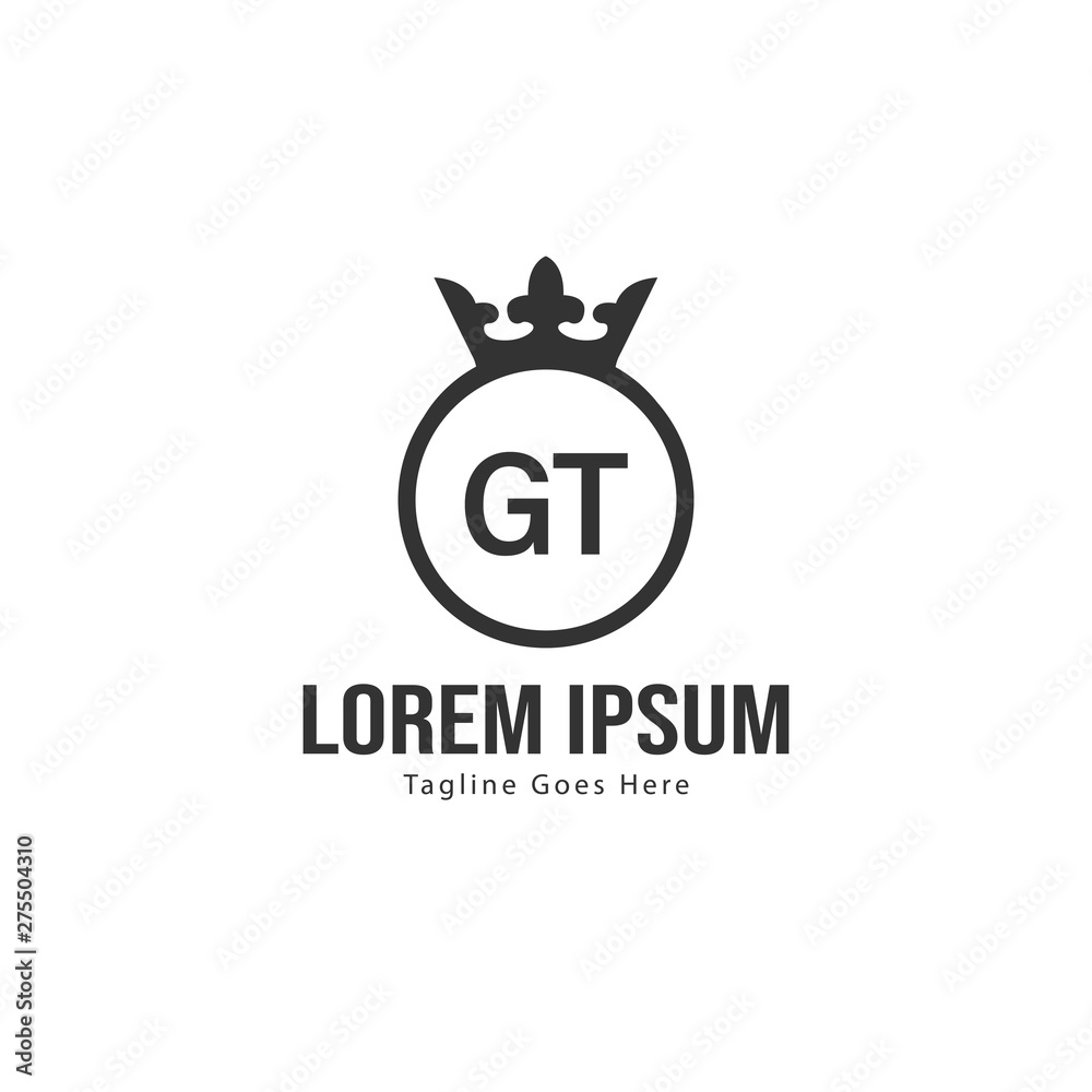 Initial GT logo template with modern frame. Minimalist GT letter logo vector illustration