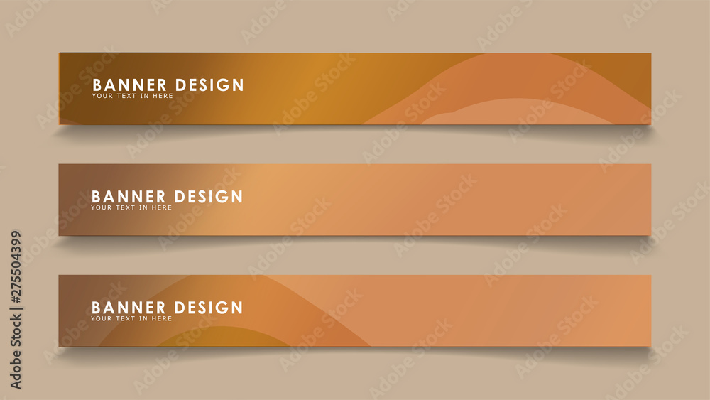 Design abstract banners with wave vectors and wood color gradients