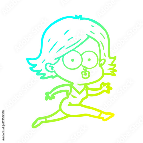 cold gradient line drawing cartoon girl pouting