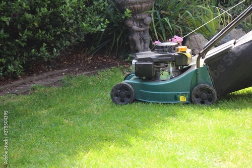 mowing the grass