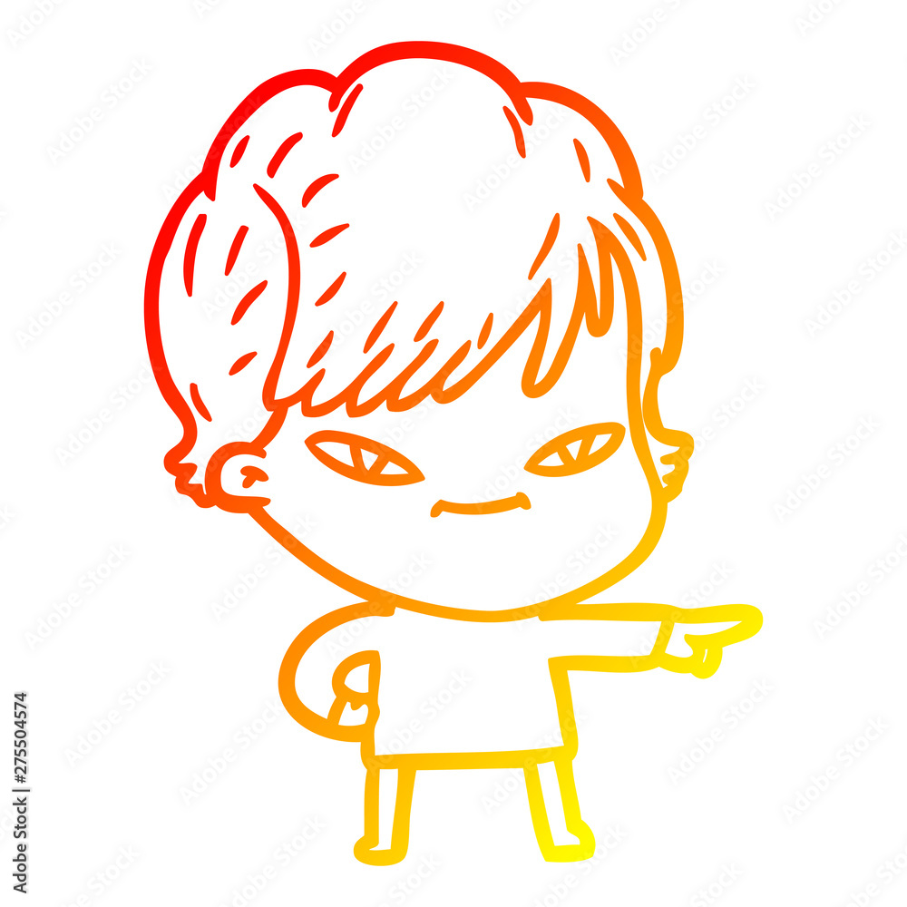 warm gradient line drawing cartoon happy woman warm gradient line drawing cartoon happy woman