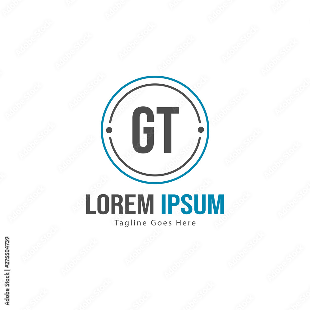 Initial GT logo template with modern frame. Minimalist GT letter logo vector illustration Initial GT logo template with modern frame. Minimalist GT letter logo vector illustration