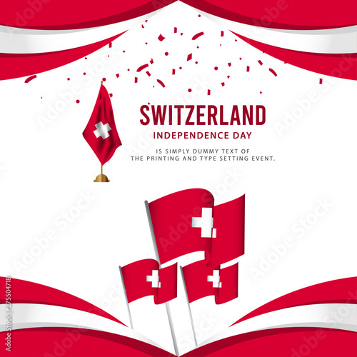 Switzerland Independence Day Celebration  Poster  banner set Design for printing Vector Template Illustration