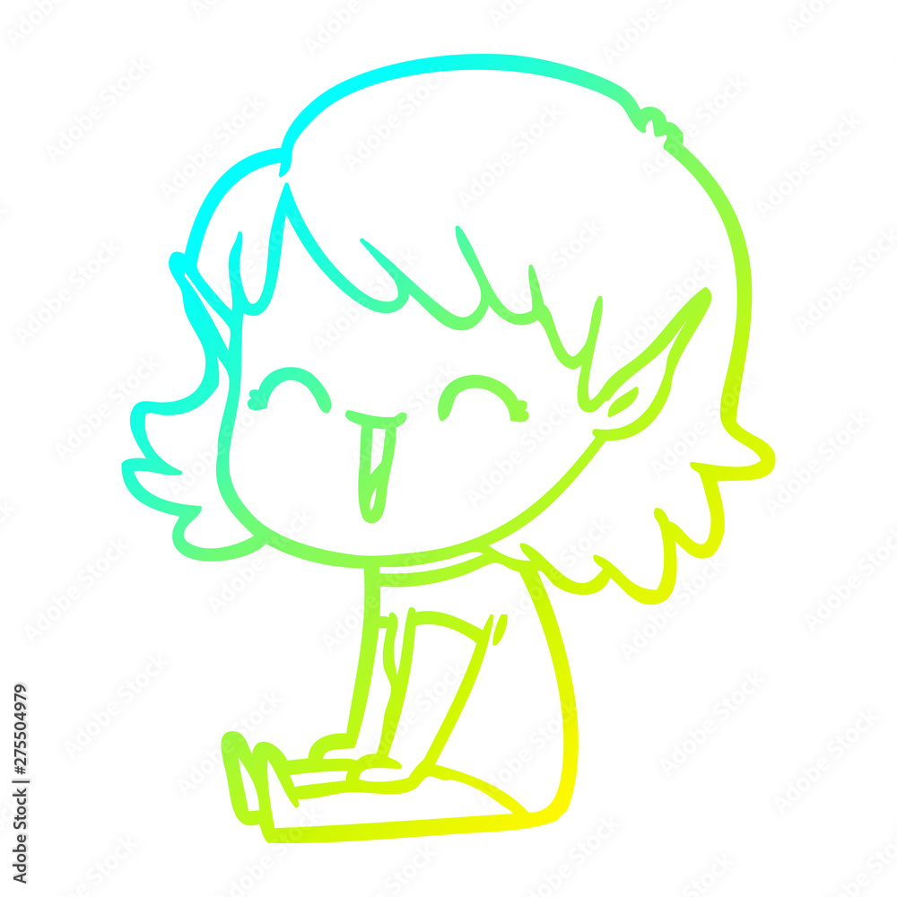 cold gradient line drawing cartoon elf girl cold gradient line drawing cartoon elf girl