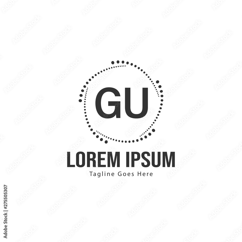 Initial GU logo template with modern frame. Minimalist GU letter logo vector illustration Initial GU logo template with modern frame. Minimalist GU letter logo vector illustration