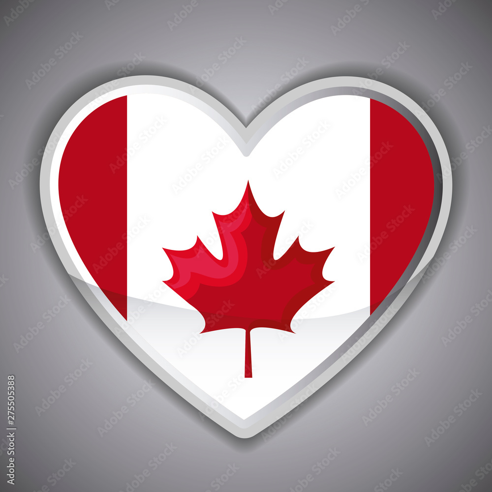 Fototapeta premium flag of canada in heart shape