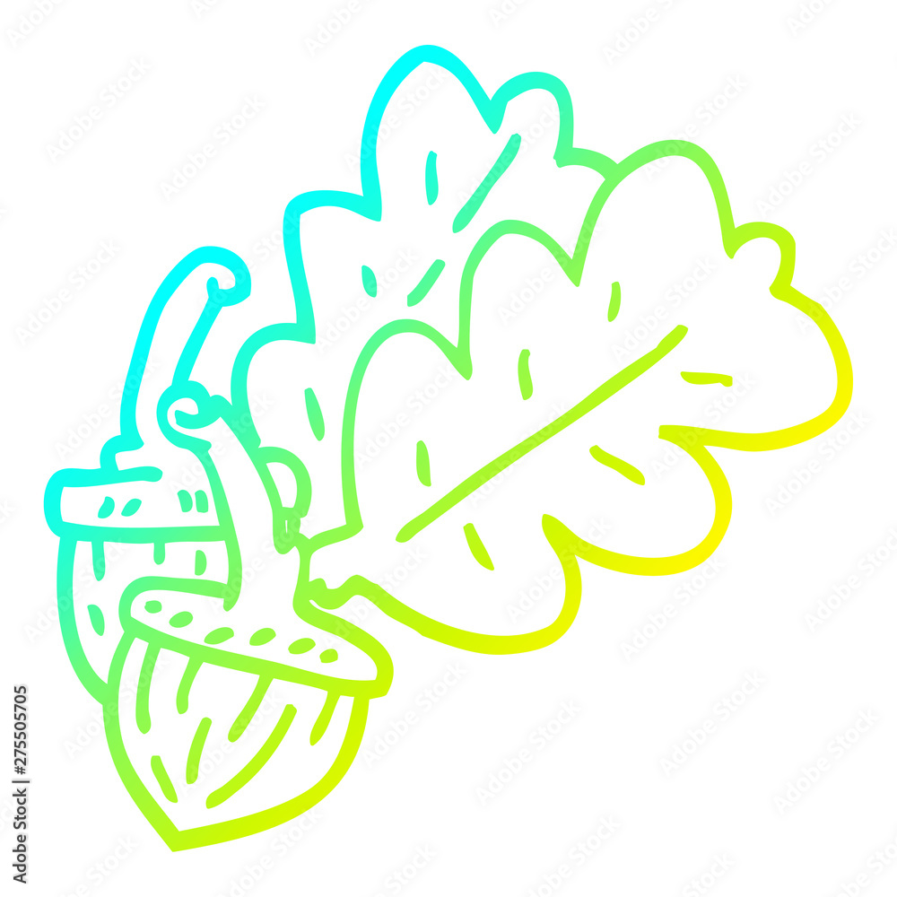 Fototapeta premium cold gradient line drawing cartoon acorn