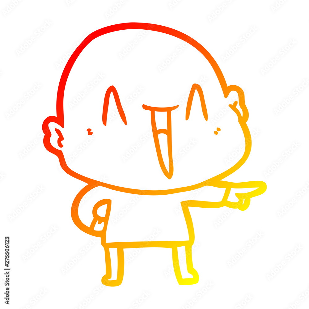 warm gradient line drawing happy cartoon bald man