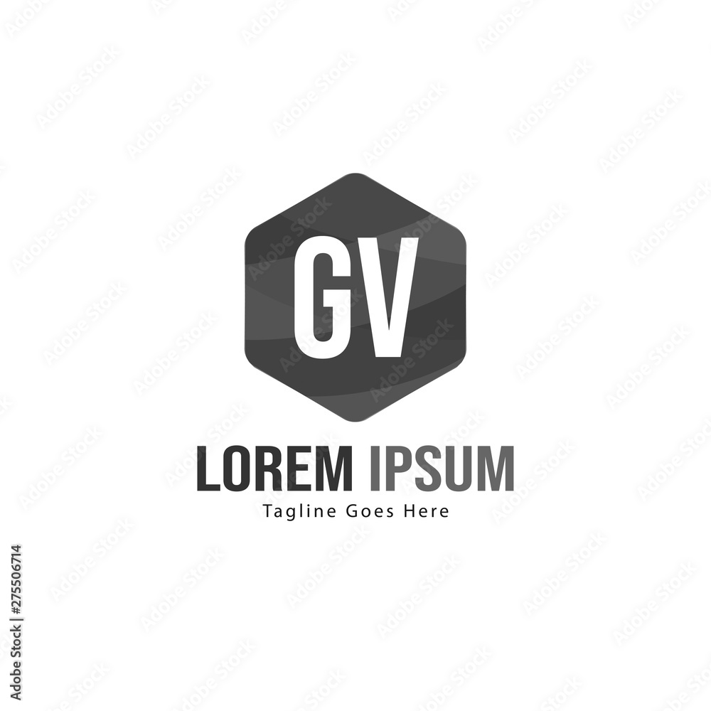 Initial GV logo template with modern frame. Minimalist GV letter logo vector illustration