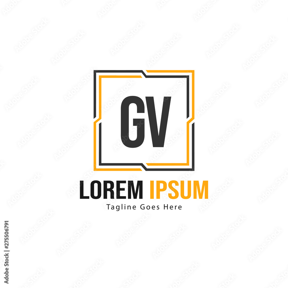 Initial GV logo template with modern frame. Minimalist GV letter logo vector illustration Initial GV logo template with modern frame. Minimalist GV letter logo vector illustration