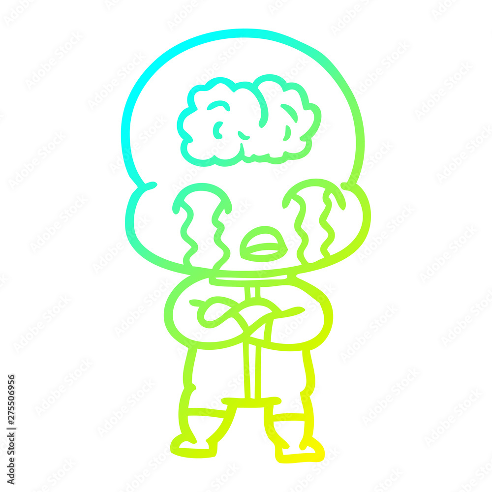 cold gradient line drawing cartoon big brain alien crying cold gradient line drawing cartoon big brain alien crying