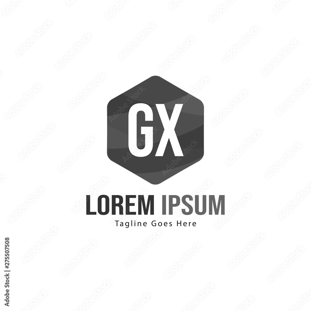 Initial GX logo template with modern frame. Minimalist GX letter logo vector illustration