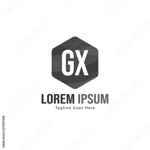 Initial GX logo template with modern frame. Minimalist GX letter logo vector illustration