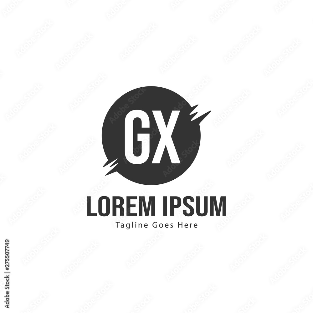 Initial GX logo template with modern frame. Minimalist GX letter logo vector illustration