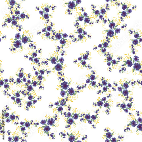 Flower vector. Romantic floral surface design. Spring landscape.