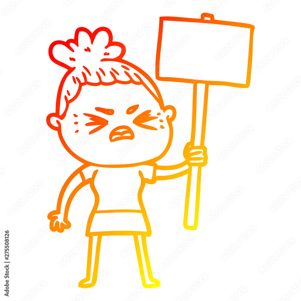warm gradient line drawing cartoon angry woman warm gradient line drawing cartoon angry woman