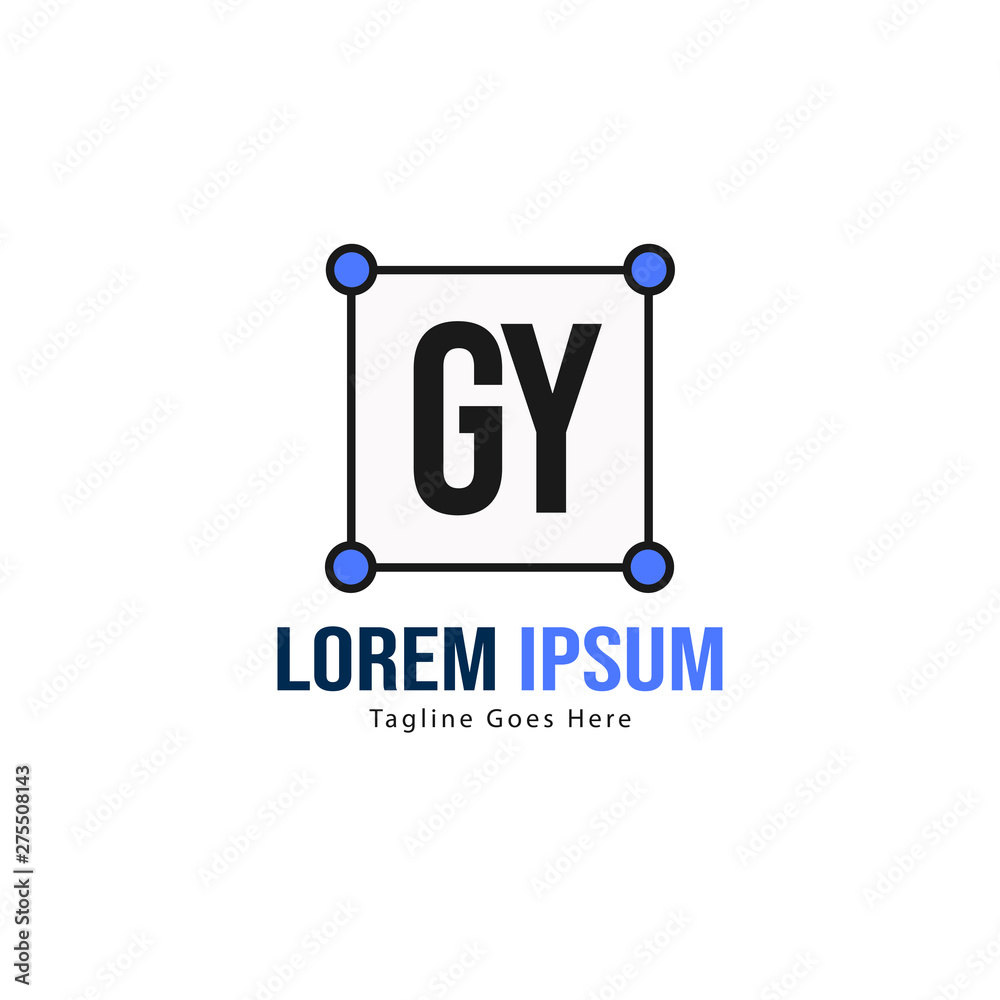 Initial GY logo template with modern frame. Minimalist GY letter logo vector illustration