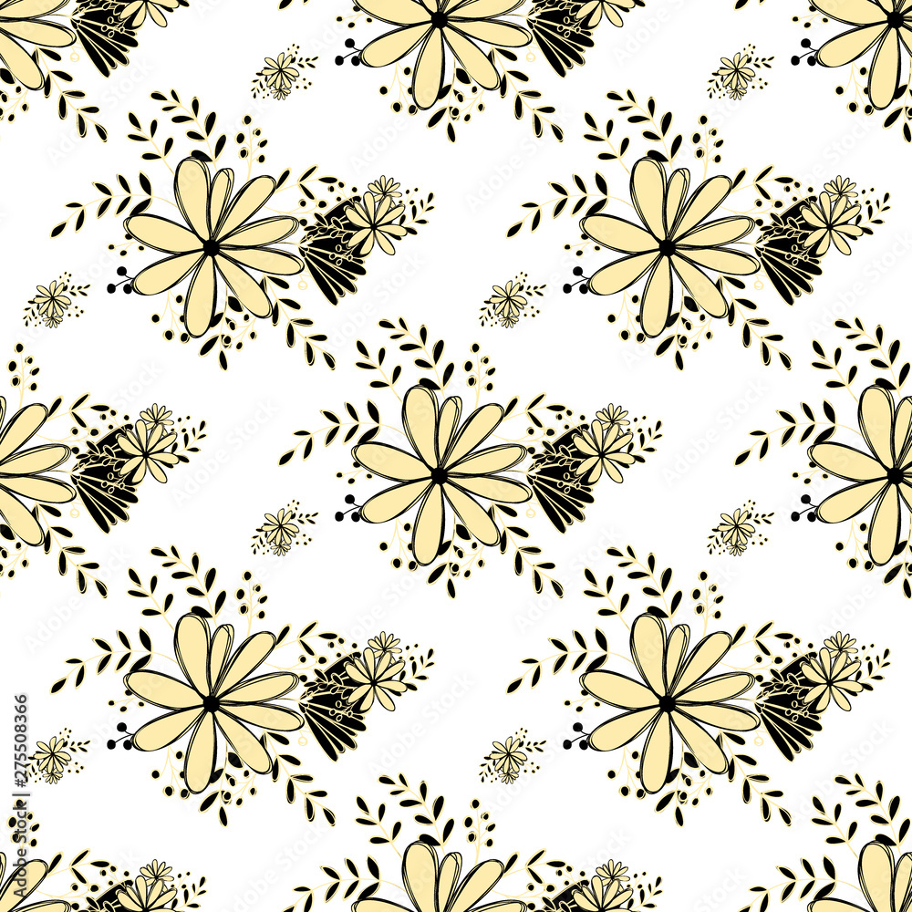 Obraz premium Flower graphic design. Cute seamless vector tile pattern. Retro vintage. line chamomile design.