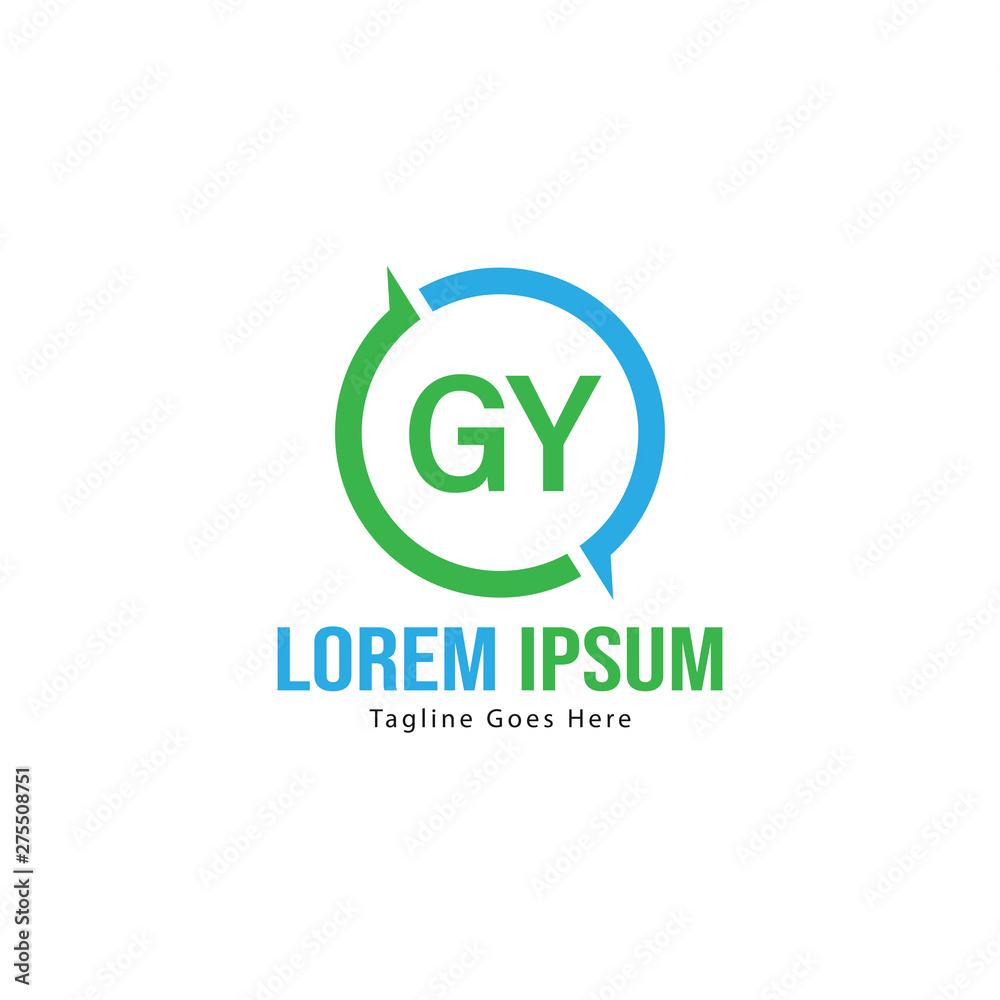 Initial GY logo template with modern frame. Minimalist GY letter logo vector illustration Initial GY logo template with modern frame. Minimalist GY letter logo vector illustration