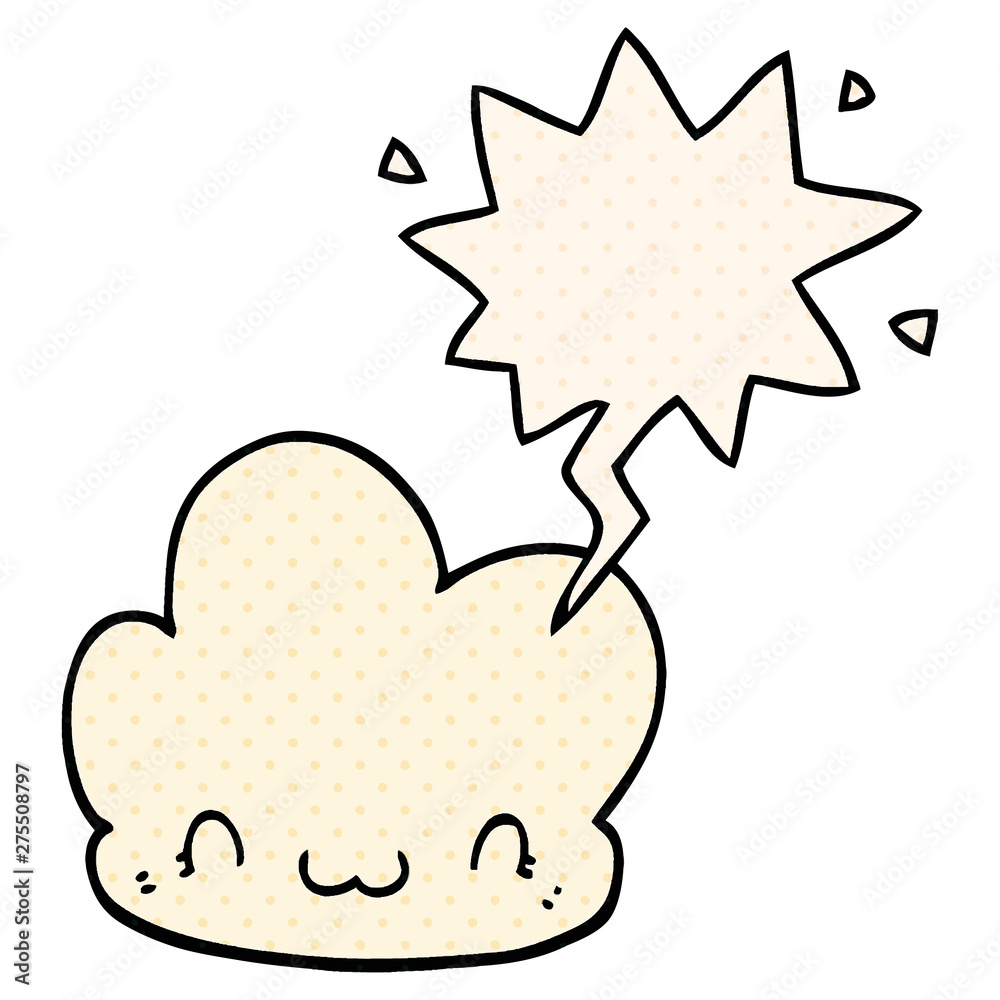 cartoon cloud and speech bubble in comic book style