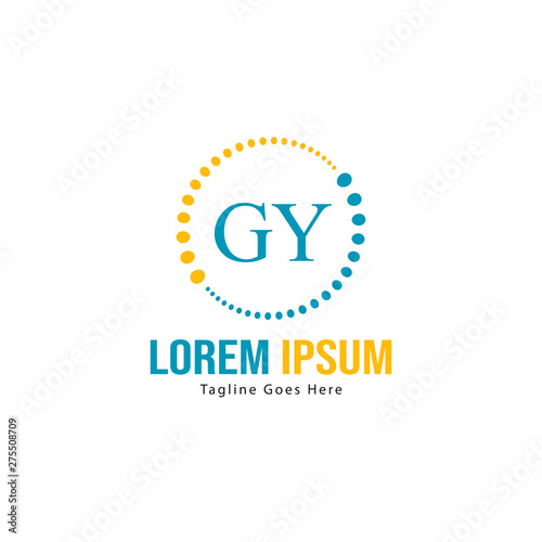 Initial GY logo template with modern frame. Minimalist GY letter logo vector illustration