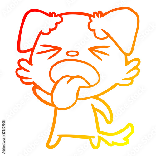 warm gradient line drawing cartoon disgusted dog