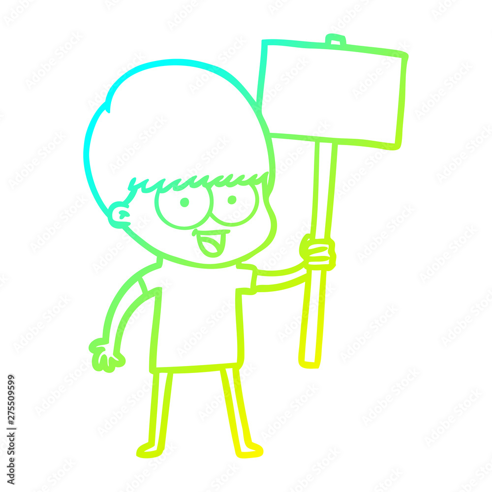 cold gradient line drawing happy cartoon boy cold gradient line drawing happy cartoon boy