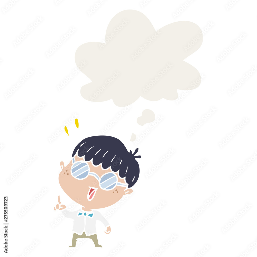 cartoon clever boy and thought bubble in retro style cartoon clever boy and thought bubble in retro style