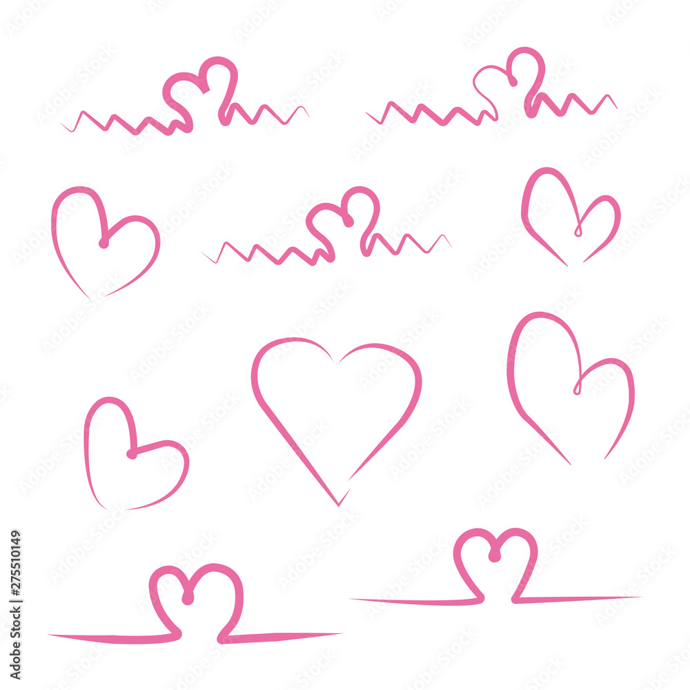 A set of hearts isolated on a white background