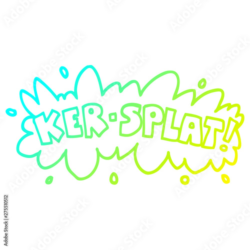cold gradient line drawing cartoon words ker splat