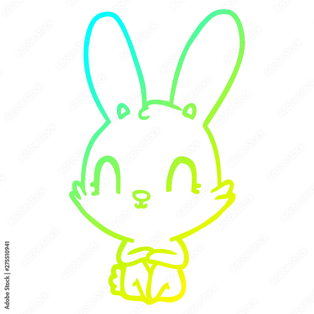 cold gradient line drawing cute cartoon rabbit