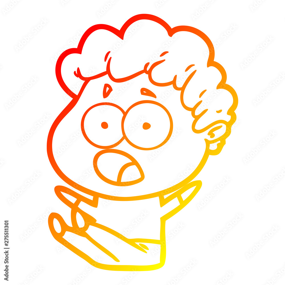 warm gradient line drawing cartoon man gasping in surprise warm gradient line drawing cartoon man gasping in surprise