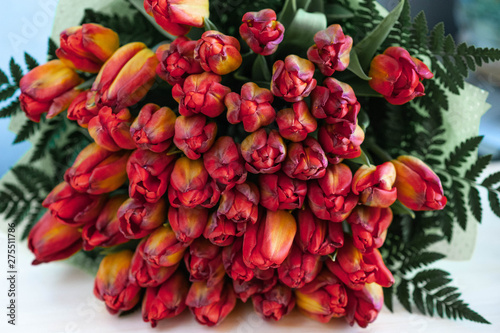 bouquet of tulips in a wrapper