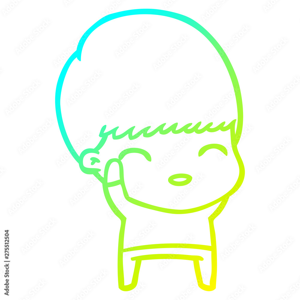 cold gradient line drawing happy cartoon boy cold gradient line drawing happy cartoon boy