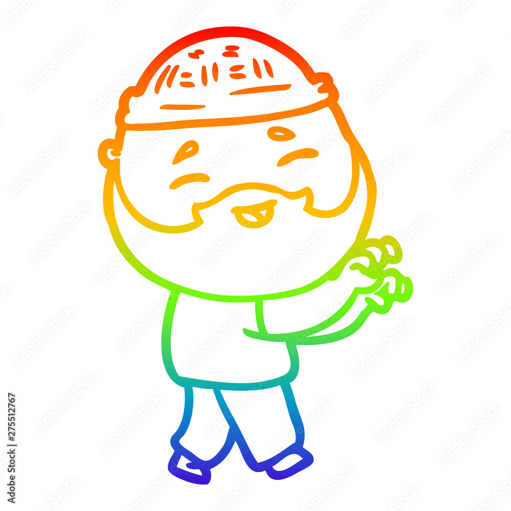 rainbow gradient line drawing cartoon happy bearded man rainbow gradient line drawing cartoon happy bearded man