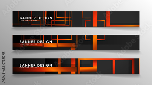 Abstract geometric and rectangular pattern banners with orange gradients