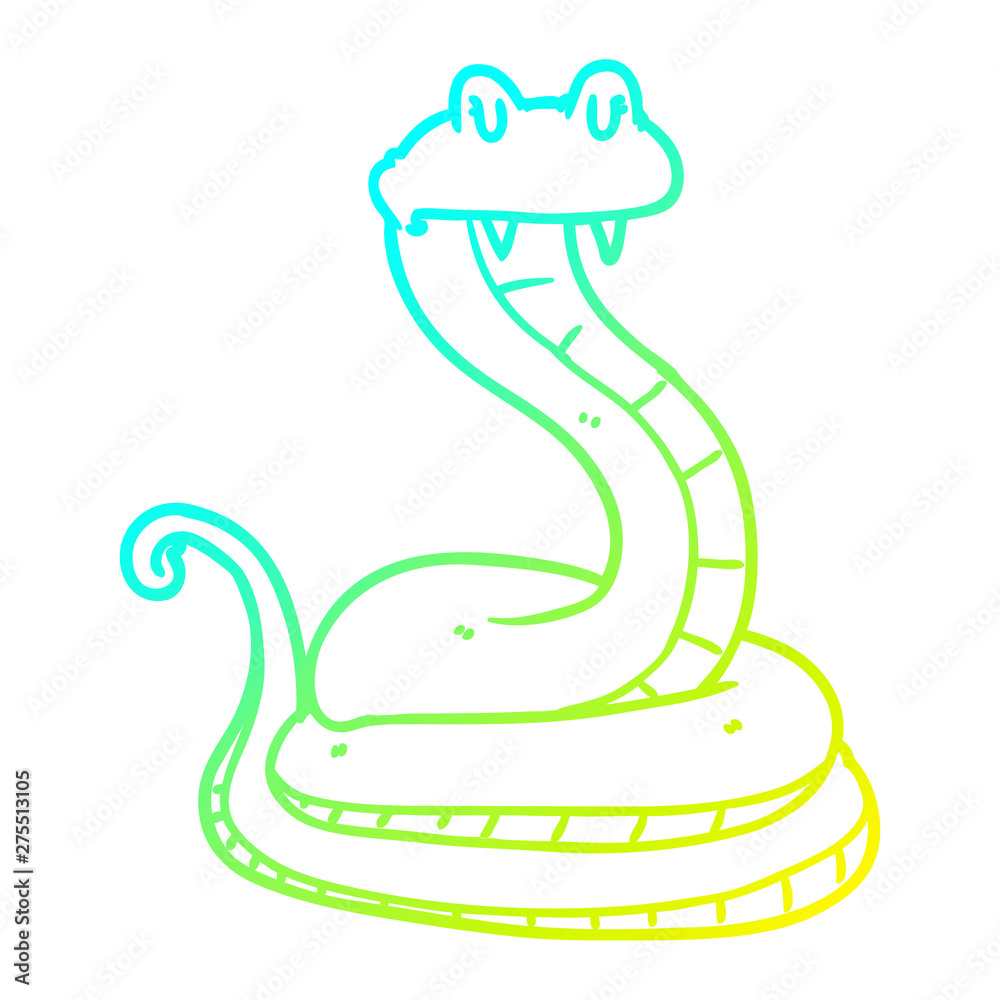 Fototapeta premium cold gradient line drawing cartoon snake