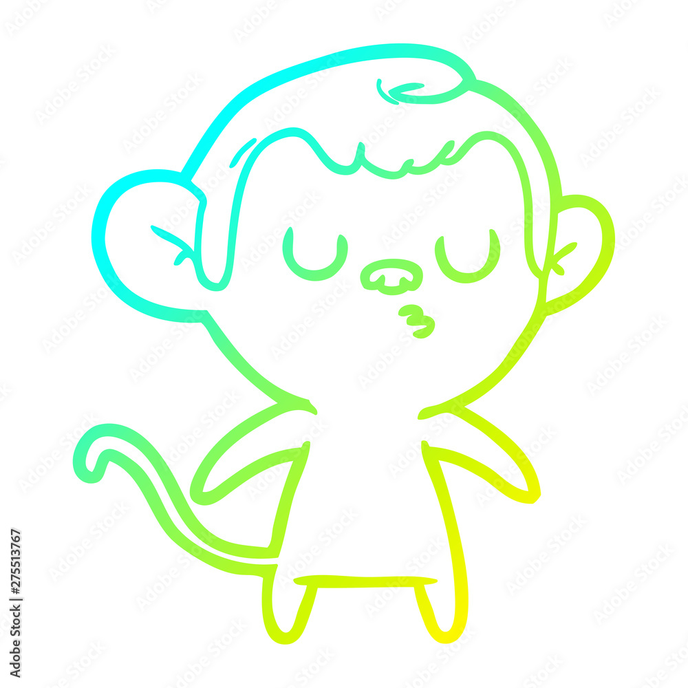 cold gradient line drawing cartoon monkey