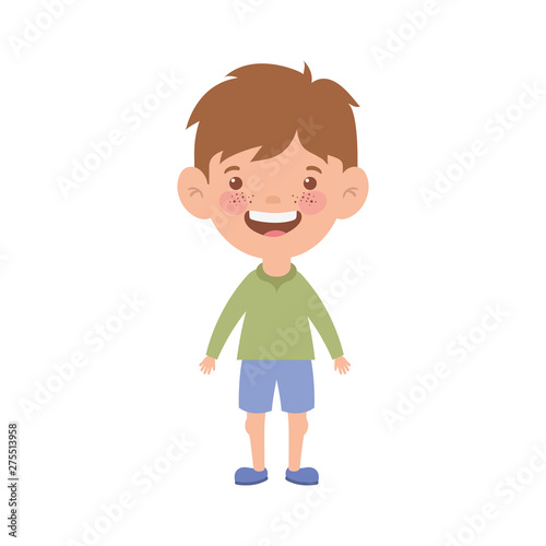 baby boy standing smiling on white background