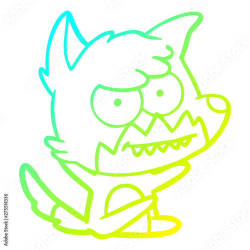 cold gradient line drawing cartoon grinning fox