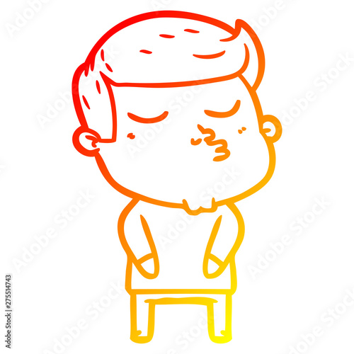 warm gradient line drawing cartoon model guy pouting