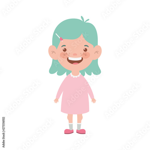 baby girl standing smiling on white background