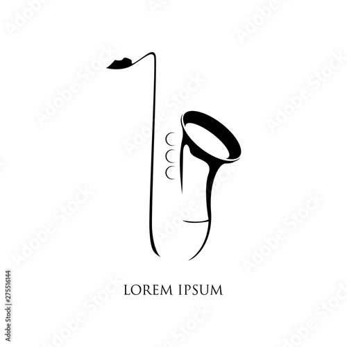 Jazz music vector logo, saxophone symbol