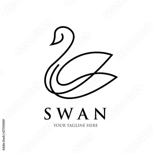 Fototapeta swan line art logo design , luxury , spa