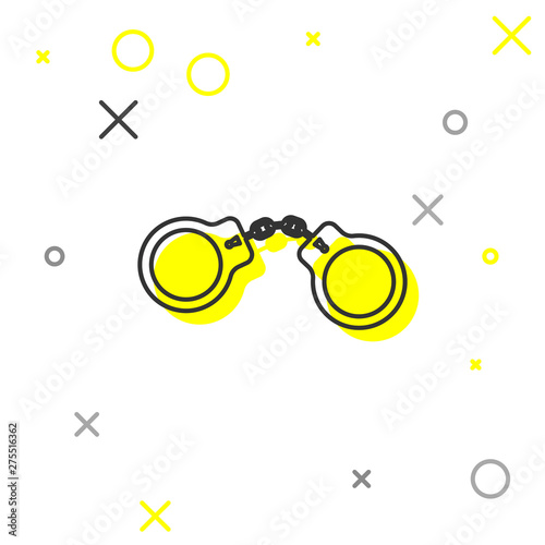 Grey line Handcuffs icon isolated on white background. Vector Illustration