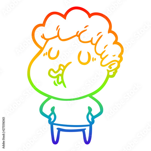 rainbow gradient line drawing cartoon man singing