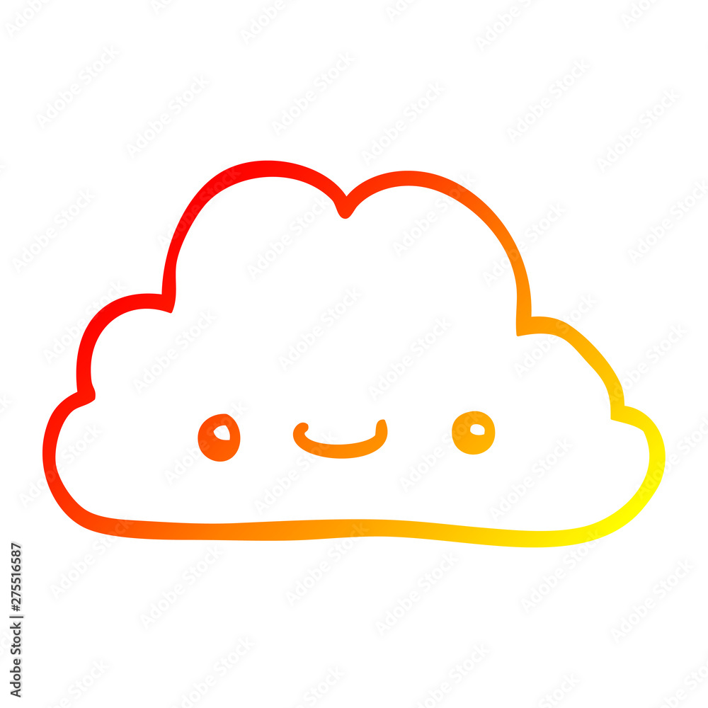 warm gradient line drawing cute cartoon cloud warm gradient line drawing cute cartoon cloud