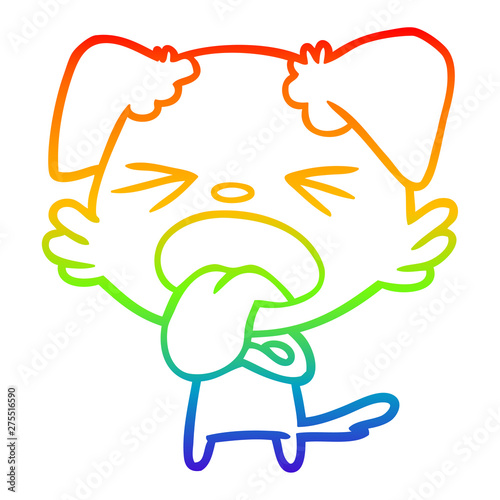 rainbow gradient line drawing cartoon disgusted dog