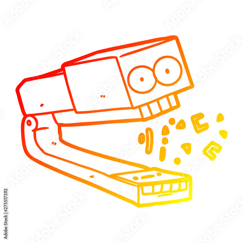 warm gradient line drawing crazy cartoon stapler